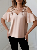 Blusa de renda com ombros descobertos para mulher