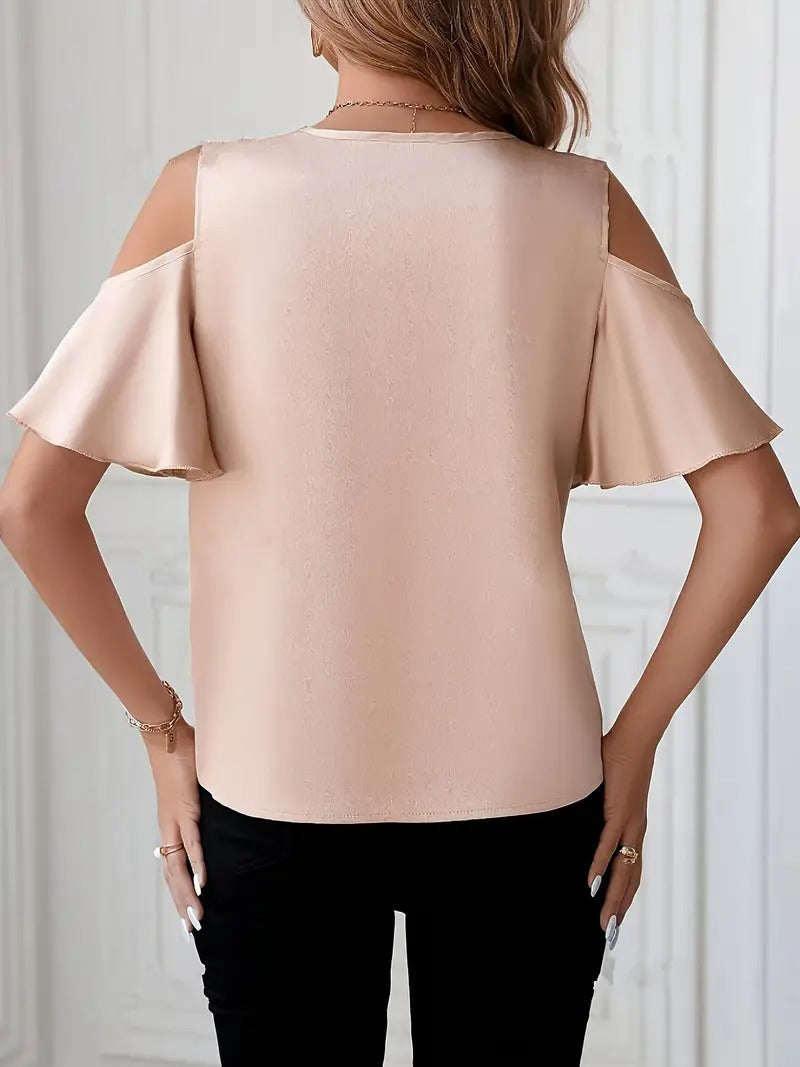 Blusa de renda com ombros descobertos para mulher