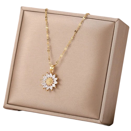 GARGANTILHA GIRASSOL BANHADO EM OURO 18K